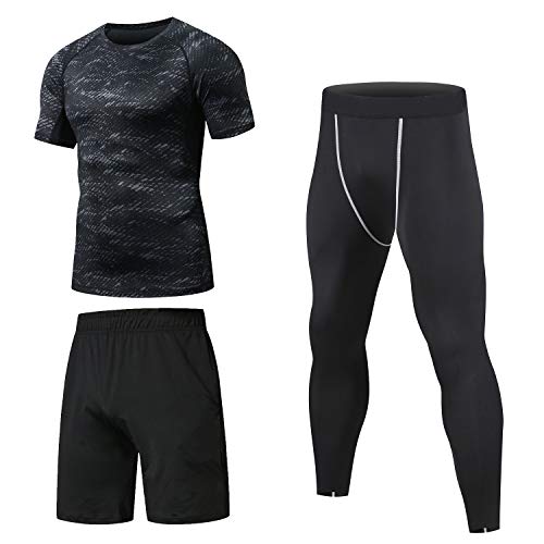 Niksa - Conjunto de compresión para hombre, ropa deportiva, para correr, camisetas, compresión y pantalones cortos