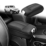 Muslogy Center Console Armrest Cover Fit for Jeep Wrangler JK JKU 2011-2017 Accessories, Comfort Armrest Pad Console Lid Cushion Vegan Leather Regular Thick