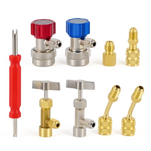 OMT AC Adapter Tool Kit, 9Pc R134a & R410a Gauge Hose Conversion Fittings