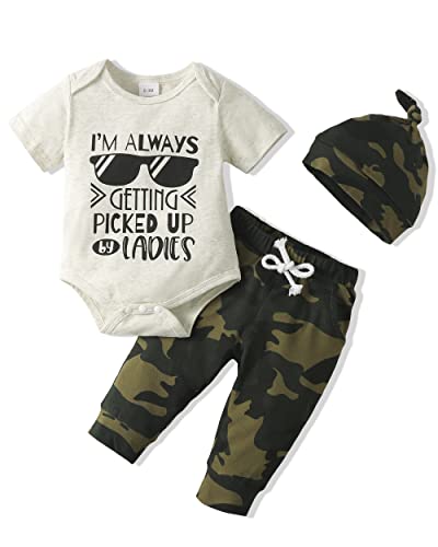 Image of Renotemy Newborn Baby Boy Clothes Outfits Infant Boy Letter Print Romper Pants Clothing Set