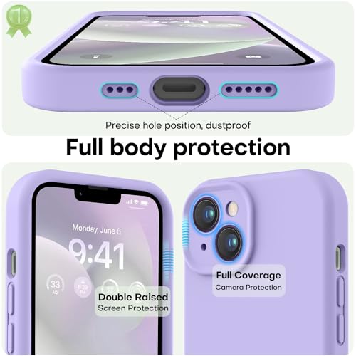 Image of LOVE 3000 Designed for iPhone 14 Case, Premium Silicone with [Soft Anti-Scratch Microfiber Lining] Shockproof Protective Phone Case for Men Women Girls 6.1 inch, Light Purple