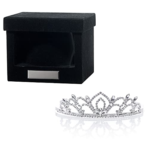 Andersons Kiley Tiara and Velvet Presentation Box Set 1.5 silver rhinestone crown for Prom Queen pageants weddings quinceaeras birthdays Sweet 16 homecoming parties and events