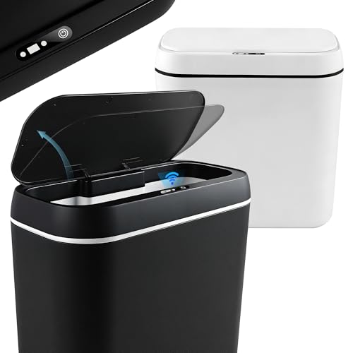 Yesay 2er Set Mülleimer mit Sensor 15L Automatischer Mülleimer mit Deckel Intelligenter Bewegungssensor Leise Wasserdicht Elektrischer Mülleimer für Büro Schlafzimmer Küchen