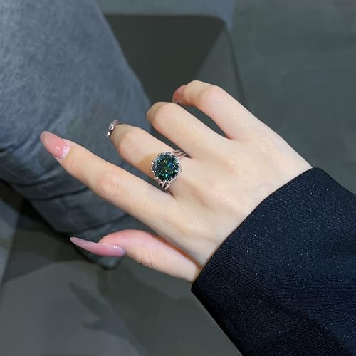 3/5 Carat Moissanite Women Engagement Rings, D Color VVS1 Clarity Aurora Green Moissanite, 925 Sterling Silver Plated 18K White Gold Proposal Ring with Certificate2