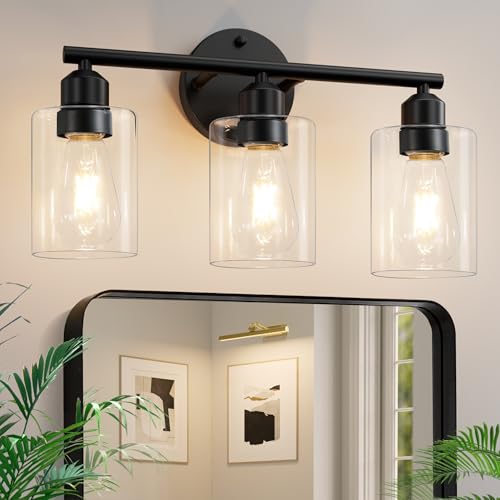Percantis 3-Light Black Modern Bathroom Vanity Light Fixtures 17.3