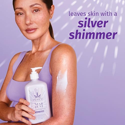 Hempz NEW Star Dust Body Lotion, Iridescent Glow Shimmer, Passionfruit and Wild Orchid, Hydrating and Nourishing Moisturizer, 17 oz.