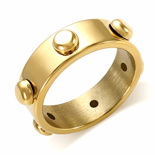 JINHUI Rings for Women, 18K Gold Plated Rivets Thick Women’s Stacking Rings for Wedding Anniversary, Statement, Friendship Classic