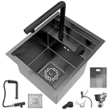 stainless sink unit PREMIUM MATERIALS: The sink is crafted from stainless steel, offering rust and corrosion resistance. Its surface features a nano-textured grain pattern with an oil-repellent finish for effortless cleaning. The base incorporates a thickened anti-condensation coating and sound-absorbing, shock-absorbing pads to effectively reduce water flow noise, creating a tranquil kitchen environment.