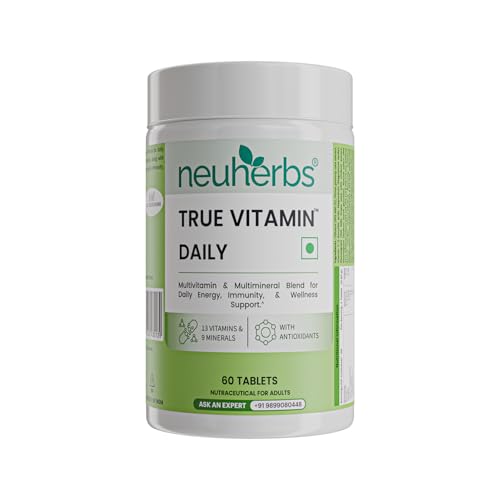 Neuherbs True vitamin | Multivitamin for men and women (60 Tablets) with Antioxidant & herbs blend (Vitamin C, Zinc,Vitamin D3, Ginseng Extract etc ) for Energy, Stamina & Immunity