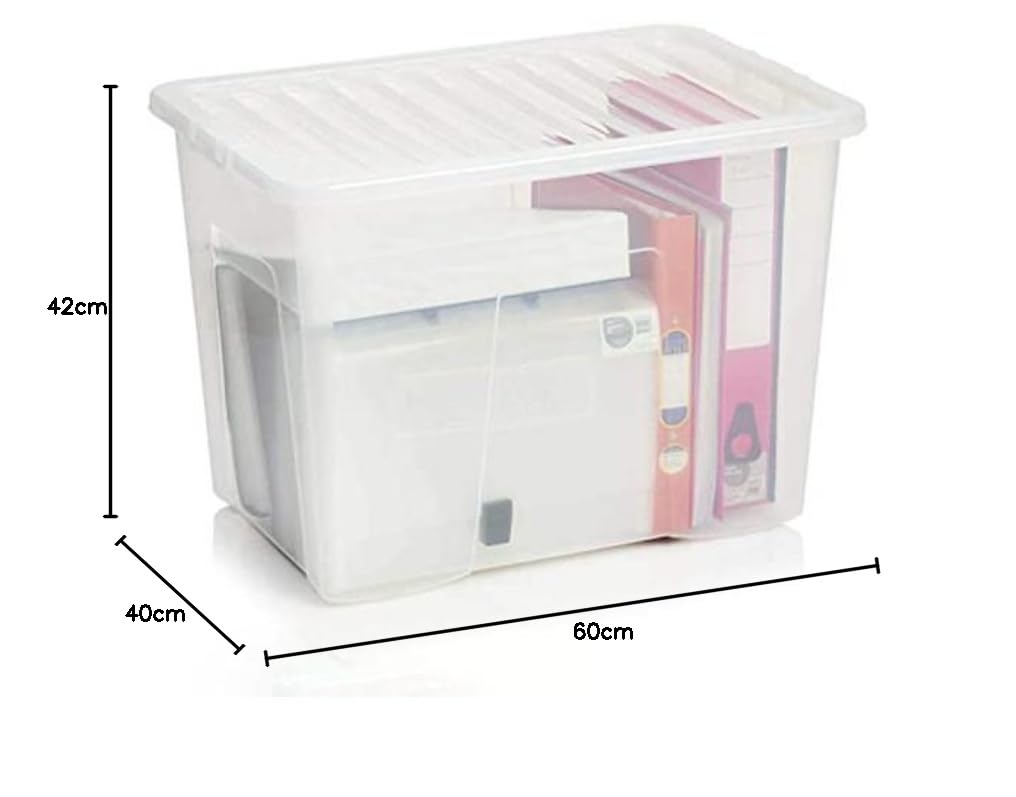 Wham 5 Stück Crystal Box ohne Deckel - 80 Liter - 60 x 40 x 42 cm - transparent