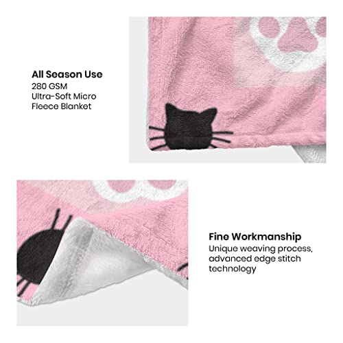 Cute Cat Throw Blanket Ultra Soft Warm Cozy Lightweight Microfiber Blankets, Just A Girl Who Loves Cats, Flannel Sherpa Fuzzy Fluffy Plush Throws For Sofa Couch Bedding All Season 60"X50" #TOP7