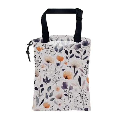 Car Garbage Bag Colorful Wildflowers and Leaves Hanging Canvas Car Trash Bag Drawstring Car Back Seat Organizer for Car Back Front Seat Console with Adjustable Buckle