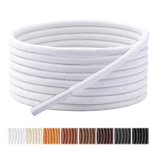 Image of Handshop 3 Pairs Dress Shoe Laces | 3 /32 inch Thin Round Waxed Shoelaces | Polished waxed sheen, tightly woven cotton, secure tie, for oxfords, derbies and chukka boots, 23 inch-63 inch sizes and 15 colors
