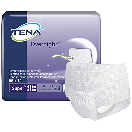 TENA Overnight Super Adult Underwear Pull On Medium Disposable Heavy Absorbency, 72235 - Pack of 14