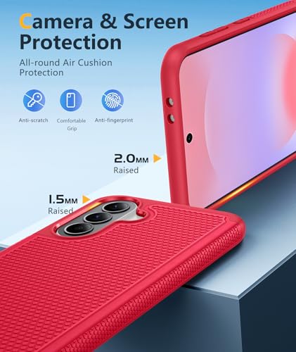 Image of FNTCASE for Galaxy A37-5G Phone Case - Samsung Military Grade Drop Protection Cases, 14ft Drop Tested, Screen Protector Included, Anti-Slip Matte Textured, TPU+PC Dual Layer Shockproof Cover (Red)