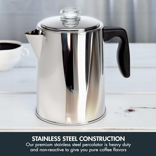 Primula Stovetop Coffee Percolator, Premium Stainless Steel Coffee Maker With Reusable Filter Basket, Non-Drip Spout, Glass Knob Brew Indicator And Heat Resistant Handle thumb #5