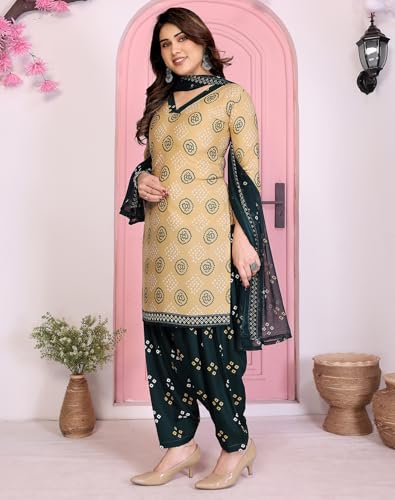 Image of Yashika Unstiched Crepe dress materials | Crepe Salwar Suit for women with dupatta | suit material for women unstitched