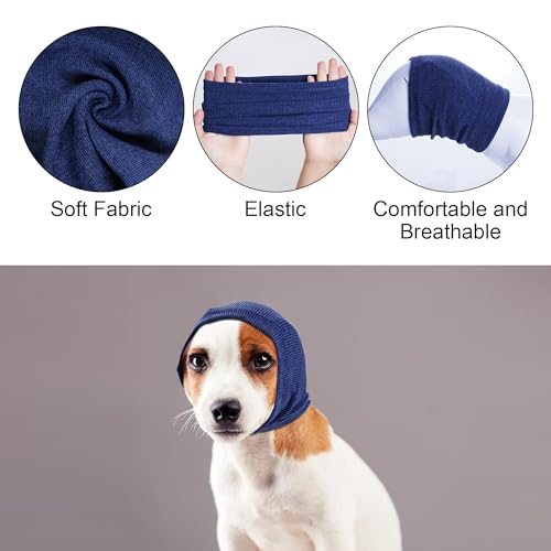 Image of Quiet Ears for Dogs, Rbenxia 1 Piece Dog Ear Cover Hoodies Dog Ear Muffs Headband Noise Ear Protection Warm Winter Scarf (Blue, Small)