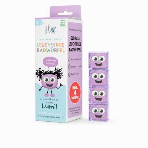 Glo Pals 4er-Set leuchtende Badewürfel Wasseraktivierte LED-Würfel für EIN sensorisches Badeerlebnis - Lumi Violet