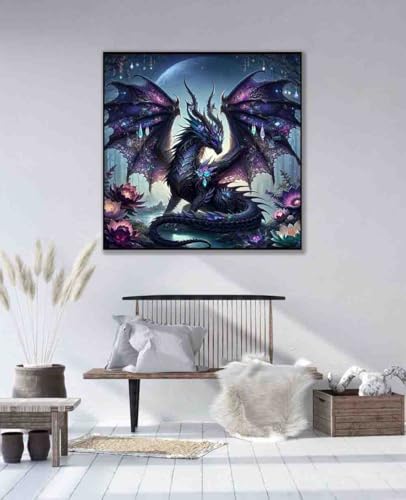Image of Dragon Stamped Cross Stitch Kits for Adults Beginner,Flower Counted Cross Stitch Kits Printed Stitching Cute Patterns Dimensions Needlepoint Art Crafts Embroidery Kits for Adults Beginners