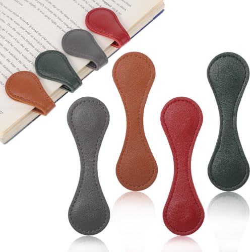 4 pièces de marque-pages en cuir magnétiques, marque-pages aimantés, marque-pages personnalisés rétro avec éla