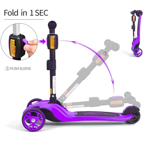 Kick Scooter Adjustable Height for Kids Ages 2-6 3 Wheel Scooter with LED Light and Extra Wide Deck ,Kids Scooter, Blue - Image 5