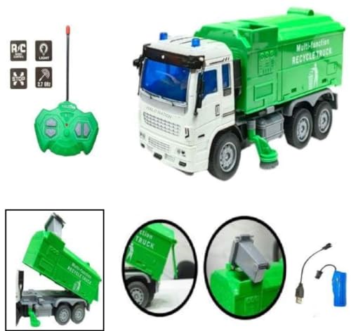 Image of HALO NATION Remote Control Dump Truck with 27MHz 4 Channel Remote RC Garbage Truck City Sanitation Dumper Truck Toy with Rechargable Battery