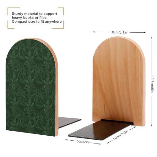 Sujetalibros de madera con patrón floral verde de alta resistencia para despachos 3