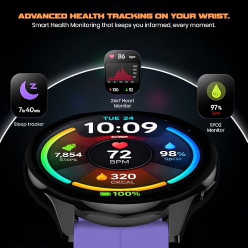 Image of GameSir Evo Vista Smartwatch, 1.39 inch HD Round Display, Bluetooth Calling, Heart Rate & SPO₂, 100+ Sports Modes, IP67, Long Battery Life for Men & Women (Magnatic Purple)