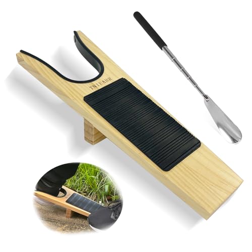 TNIEAHR Boot Jack- Wide Opening Design for Effortless Boot Remover, No Bend Needed with Shoe Horn, Wooden Shoe Remover with Non-Slip Base, Perfect for Seniors & Adults