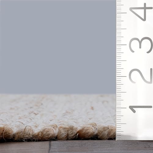 KEMA 6' x 9' Jute & Cotton Handwoven Rug, Natural Reversible Farmhouse Boho Area Rug, Durable Woven Carpet for Hallway, Entryway, Kitchen, Bedroom, Living Room & Indoor Outdoor Use — view 6