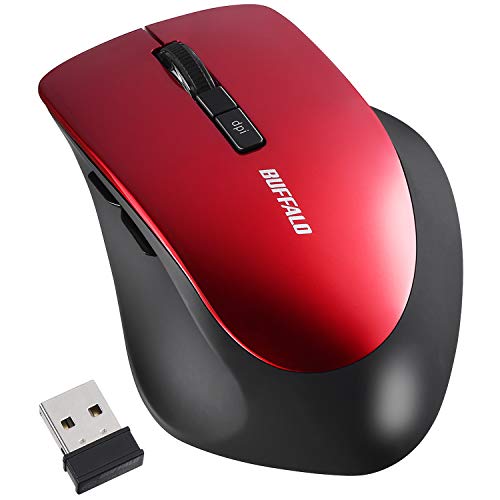 バッファロー 2.4Ghzワイヤレスマウス BlueLED光学式/静音/5ボタン DPI切り替えタイプ（レッド）BSMBW320シリーズ BSMBW320RD n5ksbvb BUFFALO バッファロー 2.4Ghzワイヤレスマウス BlueLED光学式