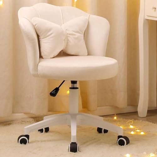 ALEAVIC Silla de Oficina Giratoria de 360° de Terciopelo con Altura Ajusteble, Silla Ergonomica (Blanco)