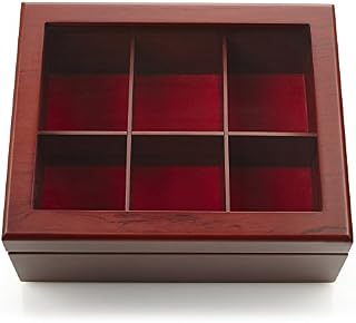 Apace Living Tea Box - Luxury Wooden Tea Storage Chest from Premier Collection - 6 Adjustable Compartment Tea Bags Organizer Container - Elegantly Handmade w/Scratch Resistant Window