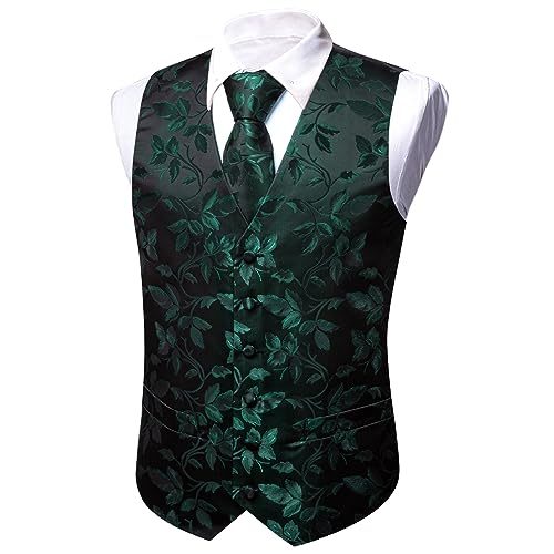 Image of Barry.Wang Formal Men Flower Vest Paisley Jacquard Silk Ties Suit Waistcoat Set Wedding 5PCS