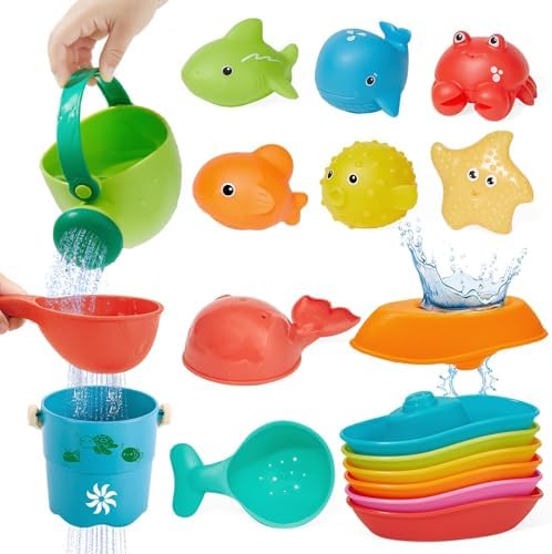 Baby Bath Toys for 1 2 3 4 Year Olds - 16PCS Mould Free Toddler B...