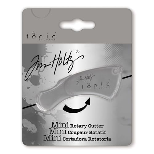 Tim Holtz Mini Rotary Cutter - Rolling Knife with 18mm Blade - Small Cutting Tool for Craft Paper, Cardstock, Scrapbooks - Foldable and Compact