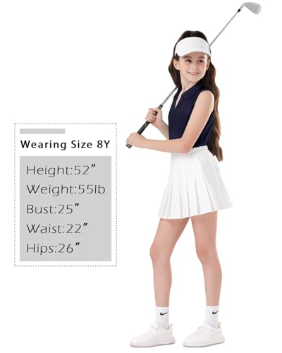 Image of Soneven Girls Sleeveless Polo Shirts Button UP Golf Tennis T-Shirts with Collared Quick Dry Tank Tops for 4-14 Years