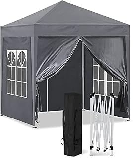 CLIPOP 2x2m Garden Gazebo with 4 Side Panels Outdoor Canopy Marquee Tent with a Carry Bag, Heavy Duty Instant Shelter Gazebo for Wedding Outdoor Camping Beach