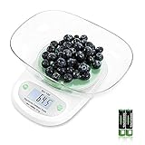 Kitchen Scales Digital Weight , 22 lbg and oz Multifunctional Cooking and Baking Measurement, 1g/0.1oz Precision Scale, with Plastic Bowl (Blue)