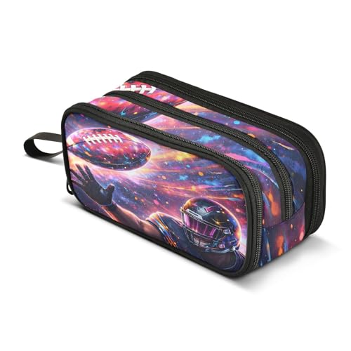 Image of Space Football Galaxy Large Capacity Pencil Case Box Boys Girls Big Stationery Pen Bag Organizer Pencil Pouch Zipper Compartments for School Office
