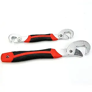 DeoDap Power Tool Set 2Pcs Multi-Function Universal Quick Snap N Grip Adjustable Wrench Spanner Set (Red & Black, 2pcs)