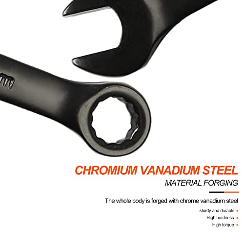 Utoolmart 16Mm Opening Combination Wrench, 12 Point Ratcheting Wrench, Cr-V Material With Black Electrophoresis Coating, 200Mm Length For Repair Industrial Usage #TOP2