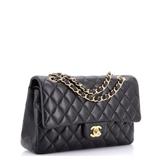 Pre-Loved Classic Double Flap Bag Quilted Lambskin Medium, Black2