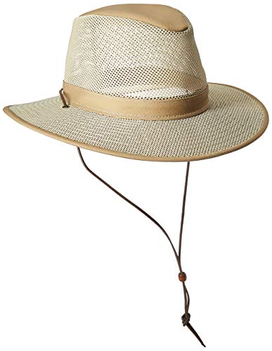 Henschel Hats Aussie Mesh Breezer - Packable Mesh Sun Hat - Crushable Hat for Men & Women Sun Protection - Ideal for Hiking, Fishing & Camping (Khaki, Large)