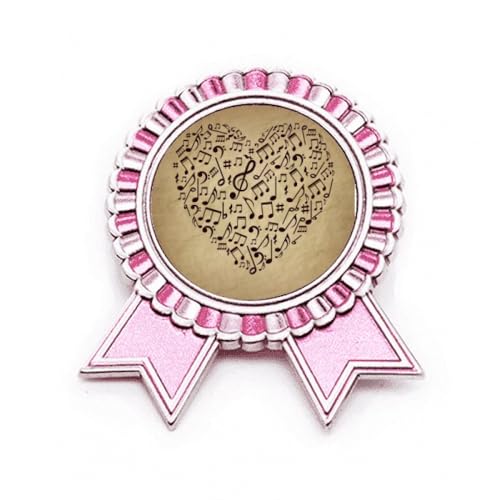 Broche cœur notes de musique rose taille M en métal pour personnaliser un gilet