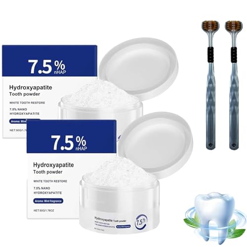 Polvo dentífrico de hidroxiapatita, reparación natural del esmalte y alivio de la sensibilidad, pasta dentífrica 7,5% nano microcristalina (2pcs)