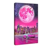 HSYIFF Leinwand Druck Poster Senza Cornice 60 * 80cm Moonlight Drive City Art Poster e Wall Art Picture Print Modern Family Room Arredamento
