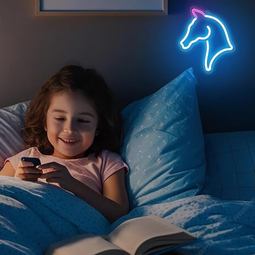 Anywin Horse Gifts for Girls, Horse Neon Sign for Wall Decor, Horse Head Led Neon Lights for Room Decor, Gifts for Birthday,Xmas, Holidays for Kids, Boys, Girls,Women Girlfriend,Wife,Daughter
