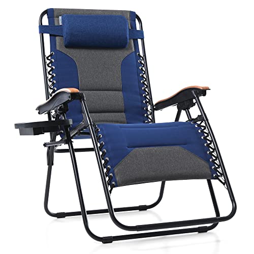 PHI VILLA XXL Oversized Padded Zero Gravity Chair, Foldable Patio Recliner, 30
